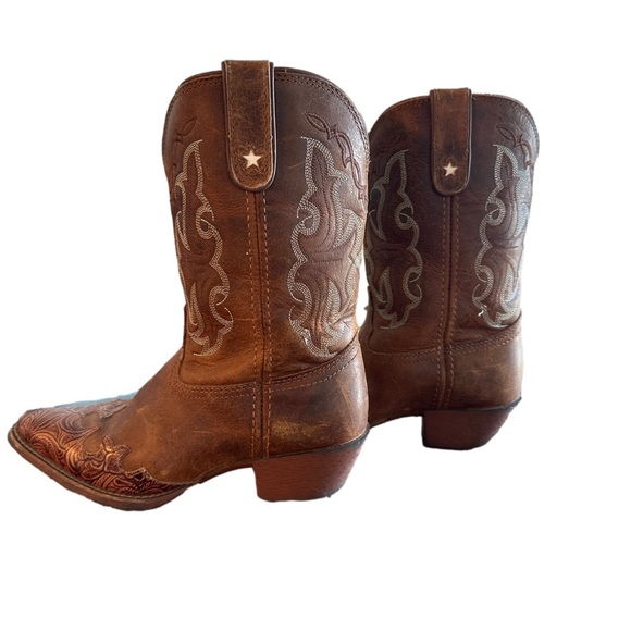 Tony Lama Tillie cowgirl leather boots, size 3D. Manufactured distressed look. - Picture 3 of 5